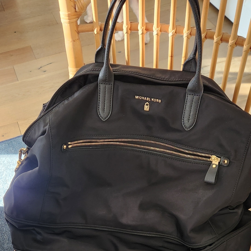 Michael Kors Black Duffel Bag with Gold Details